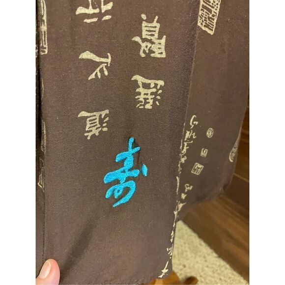 Soft Surroundings Vintage 90’s Brown Asian Print Long Sleeve Button Front Tunic - Picture 6 of 15